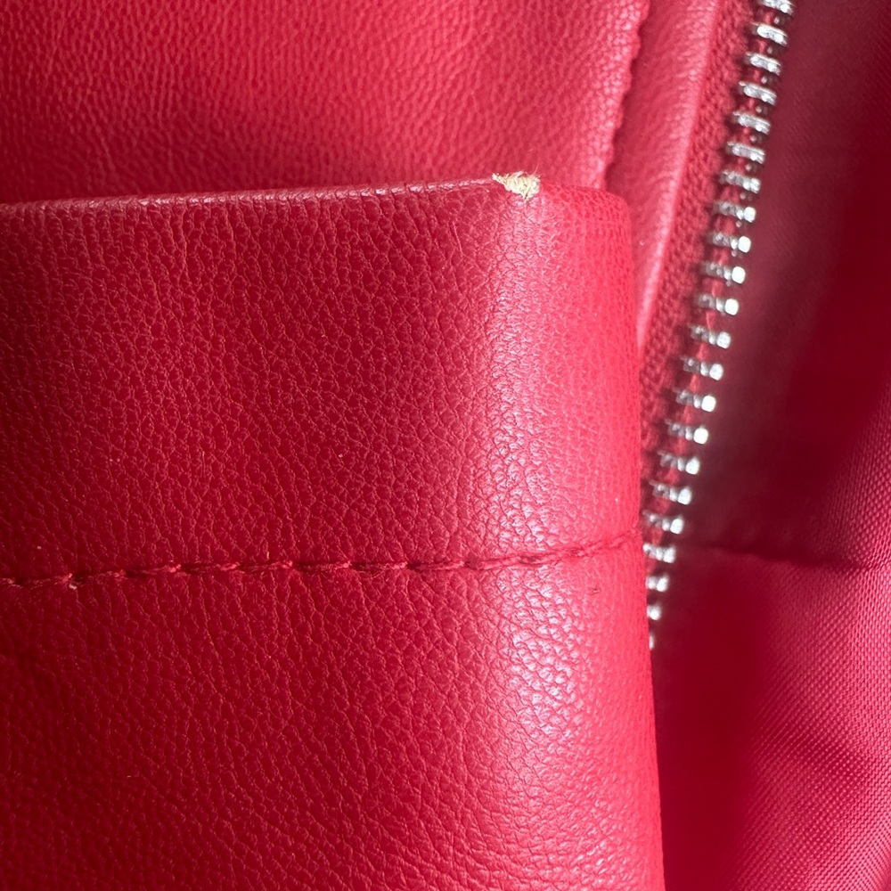 ZARA Women's Red Faux Leather Zip-Front Jacket - Picture 5 of 10